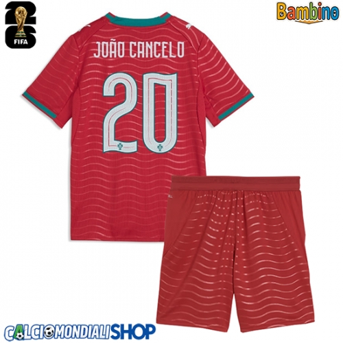 Maglie da calcio Portogallo Joao Cancelo #20 Prima Maglia Bambino Mondiali 2026  Manica Corta + Pantaloni corti)